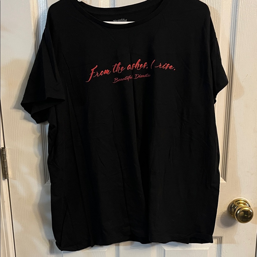 Women's Black Tee with Red Script